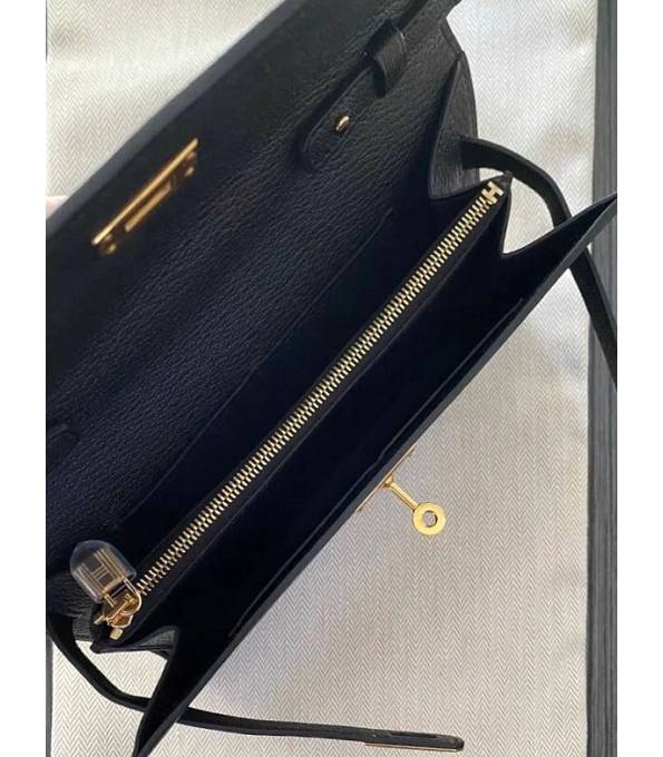 Hermes Kelly Woc Classique Black Original Palm Veins Leather Golden Metal To Go Wallet