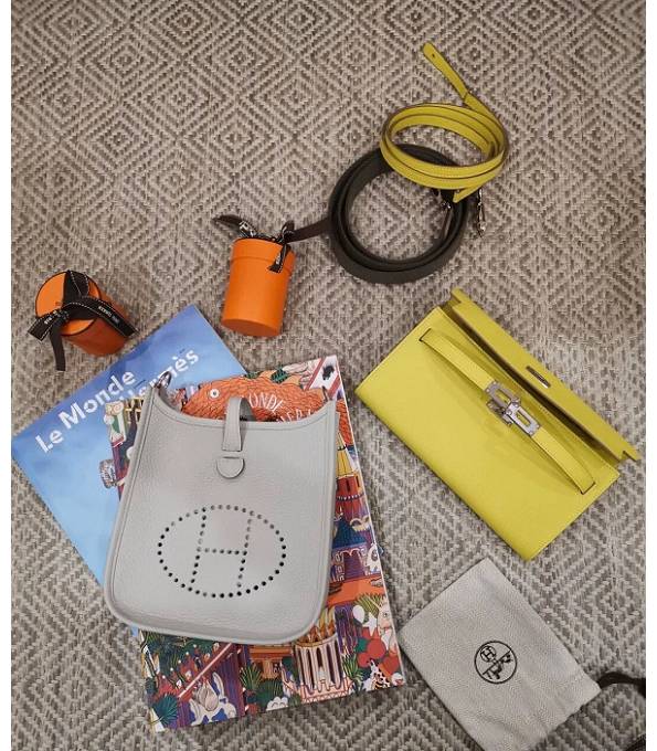 Hermes Kelly Woc Classique Lemon Yellow Original Palm Veins Leather Silver Metal To Go Wallet