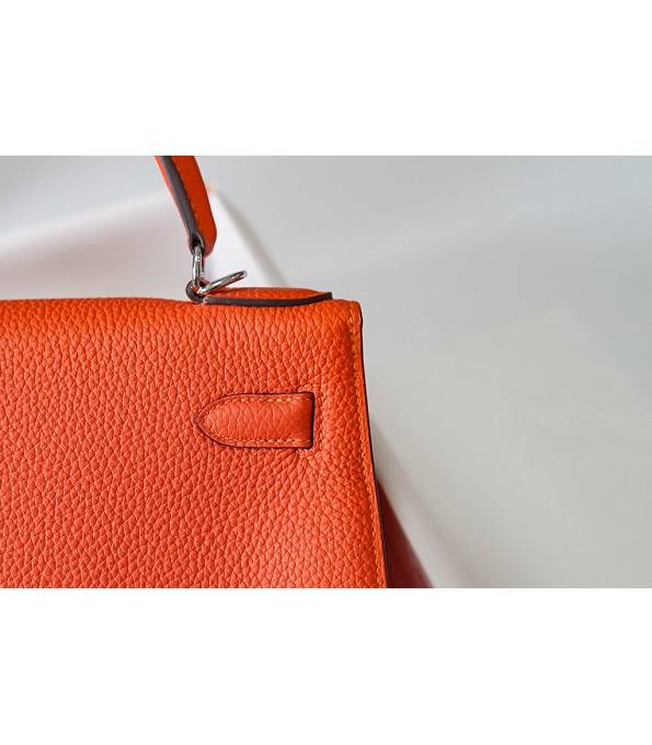 Hermes Kelly 28cm Bag Letter E Orange Original Togo Leather Silver Metal