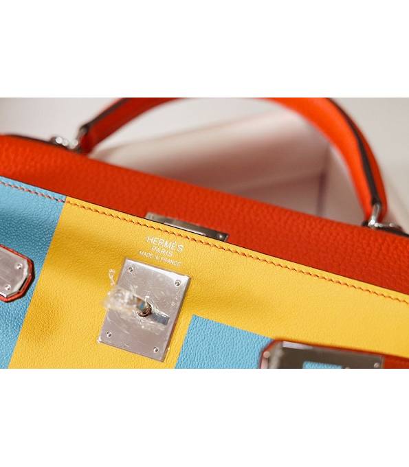Hermes Kelly 28cm Bag Letter E Orange Original Togo Leather Silver Metal