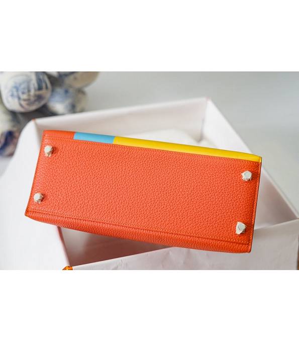 Hermes Kelly 28cm Bag Letter E Orange Original Togo Leather Silver Metal
