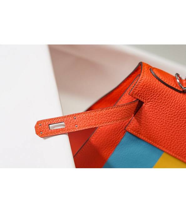 Hermes Kelly 28cm Bag Letter E Orange Original Togo Leather Silver Metal