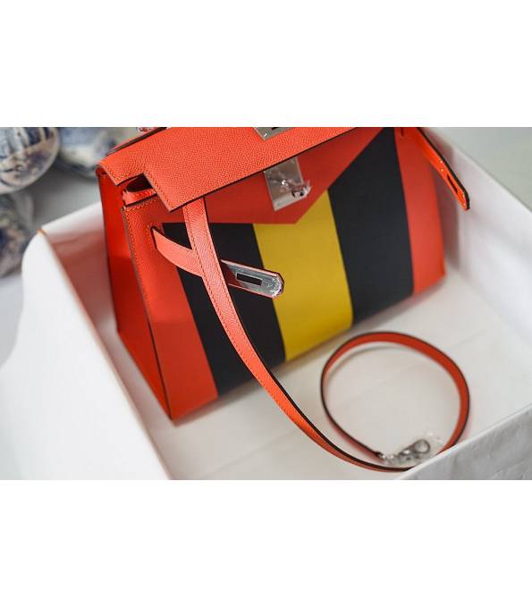 Hermes Kelly 28cm Bag Letter M Orange Original Epsom Leather Silver Metal