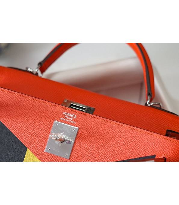 Hermes Kelly 28cm Bag Letter M Orange Original Epsom Leather Silver Metal