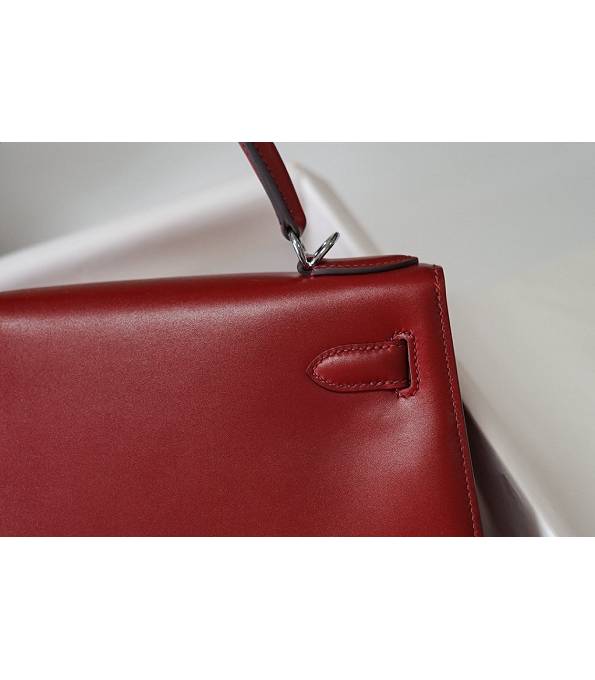 Hermes Kelly 28cm Bag Letter E Wine Red Original Box Leather Silver Metal