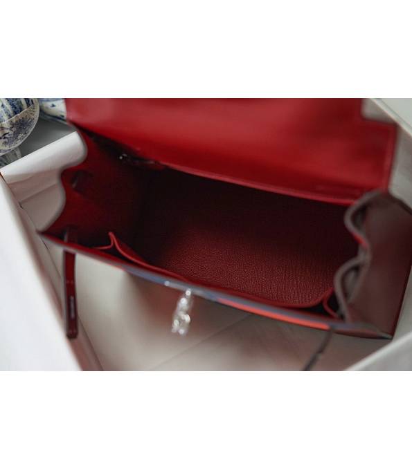 Hermes Kelly 28cm Bag Letter E Wine Red Original Box Leather Silver Metal