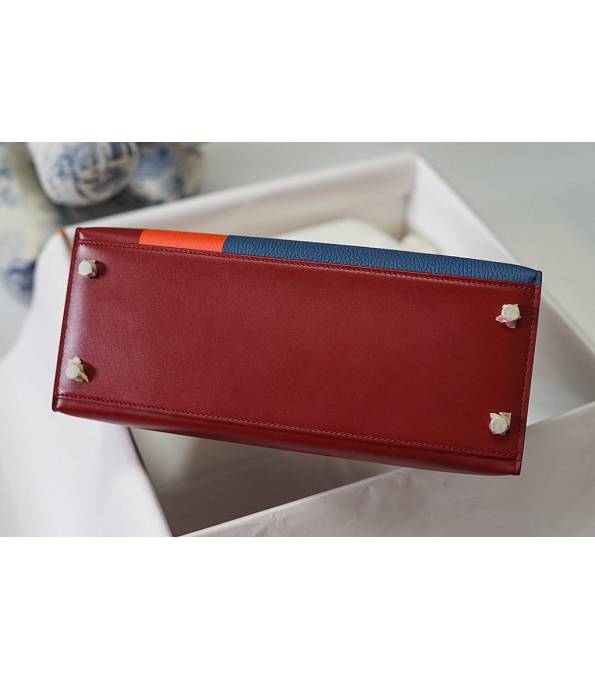 Hermes Kelly 28cm Bag Letter E Wine Red Original Box Leather Silver Metal