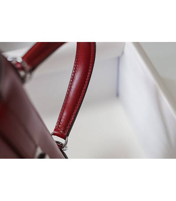 Hermes Kelly 28cm Bag Letter E Wine Red Original Box Leather Silver Metal