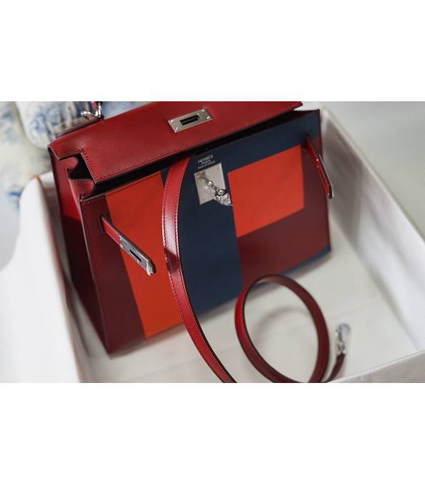 Hermes Kelly 28cm Bag Letter E Wine Red Original Box Leather Silver Metal