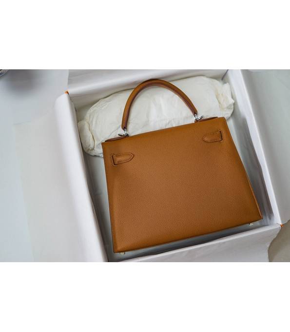 Hermes Kelly 28cm Bag Letter J Brown Original Epsom Leather Silver Metal