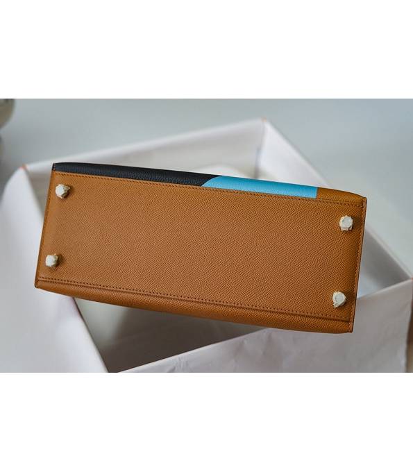 Hermes Kelly 28cm Bag Letter J Brown Original Epsom Leather Silver Metal