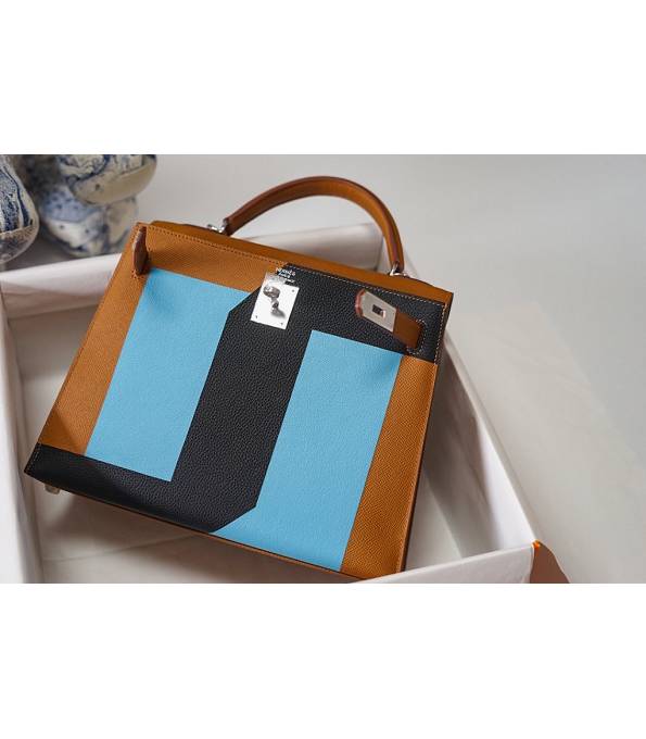 Hermes Kelly 28cm Bag Letter J Brown Original Epsom Leather Silver Metal