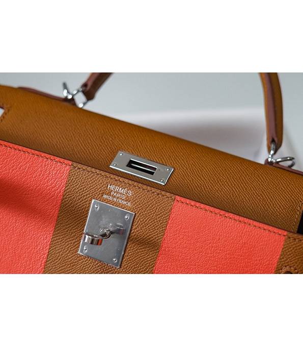 Hermes Kelly 28cm Bag Letter H Brown Original Epsom Leather Silver Metal