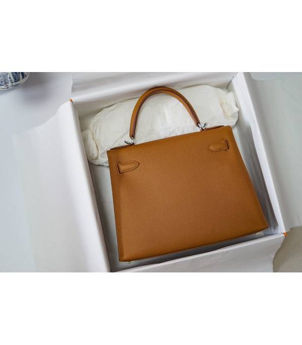 Hermes Kelly 28cm Bag Letter H Brown Original Epsom Leather Silver Metal