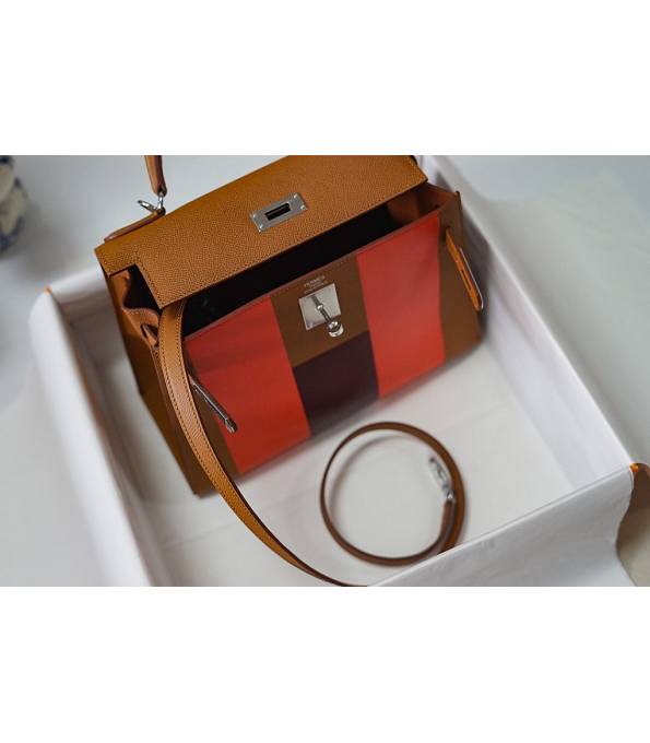 Hermes Kelly 28cm Bag Letter H Brown Original Epsom Leather Silver Metal