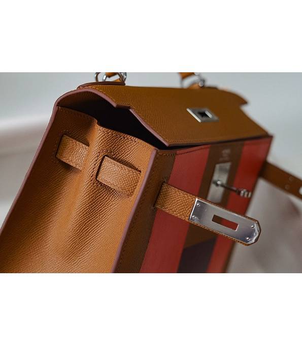 Hermes Kelly 28cm Bag Letter H Brown Original Epsom Leather Silver Metal