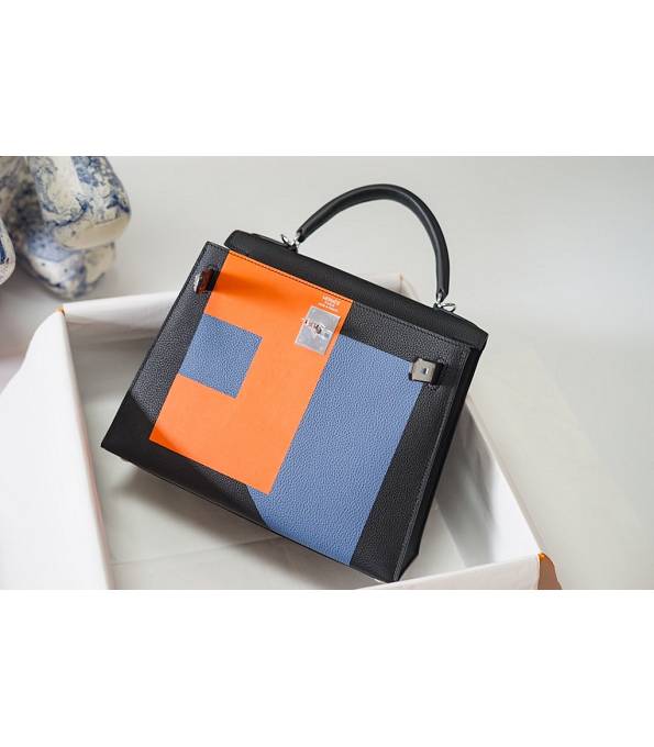 Hermes Kelly 28cm Bag Letter R Black Original Togo Leather Silver Metal