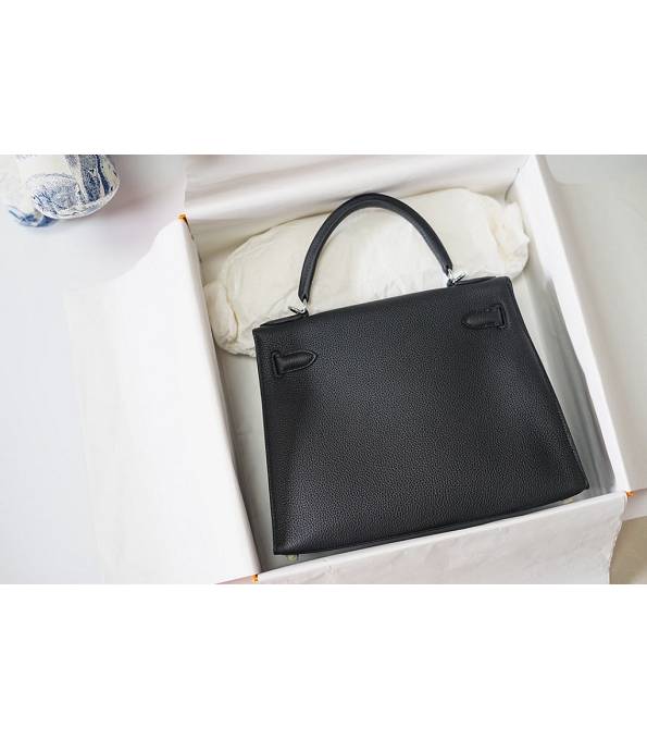 Hermes Kelly 28cm Bag Letter R Black Original Togo Leather Silver Metal