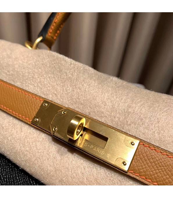 Hermes Kelly 25cm Bag Black/Brown Original Epsom Leather Golden Metal