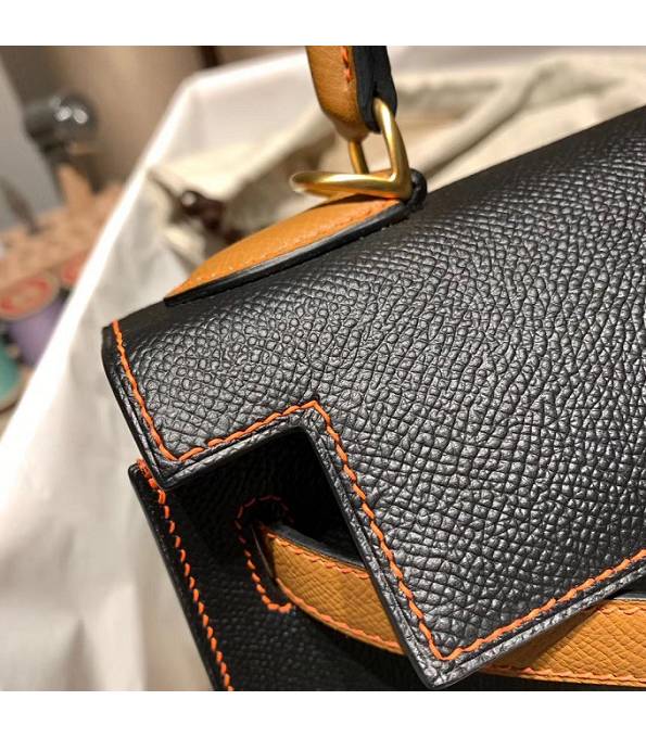 Hermes Kelly 25cm Bag Black/Brown Original Epsom Leather Golden Metal