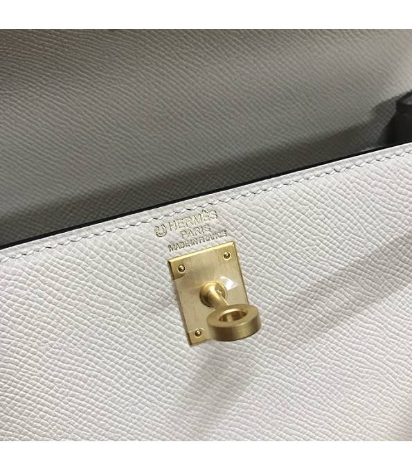 Hermes Kelly 25cm Bag White/Grey Original Epsom Leather Golden Metal