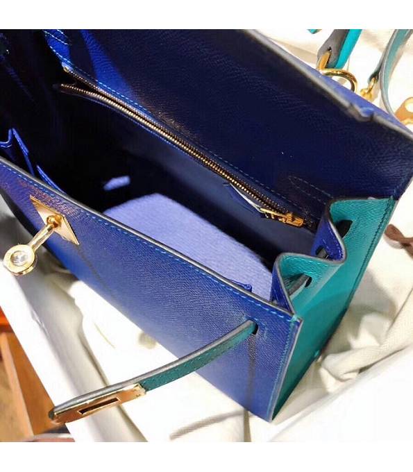 Hermes Kelly 28cm Bag Electric Blue/Peacock Blue Original Epsom Leather Golden Metal