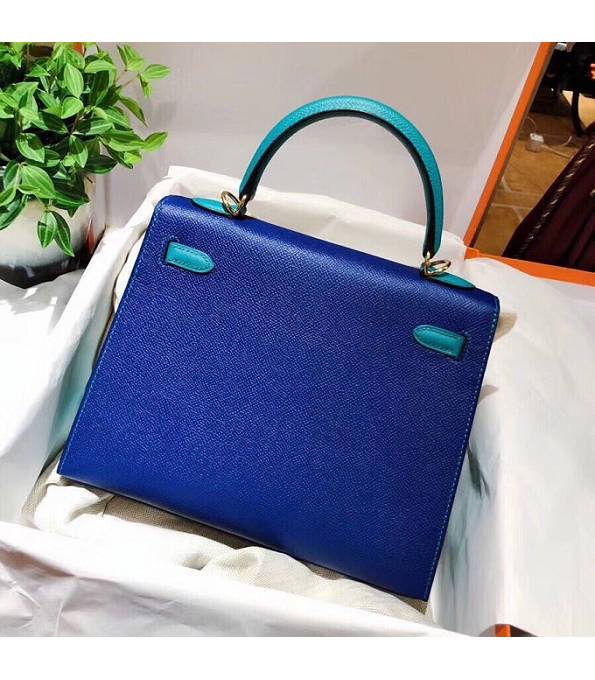 Hermes Kelly 28cm Bag Electric Blue/Peacock Blue Original Epsom Leather Golden Metal