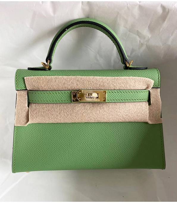 Hermes Kelly 19cm Bag Apple Green Original Epsom Leather Golden Metal