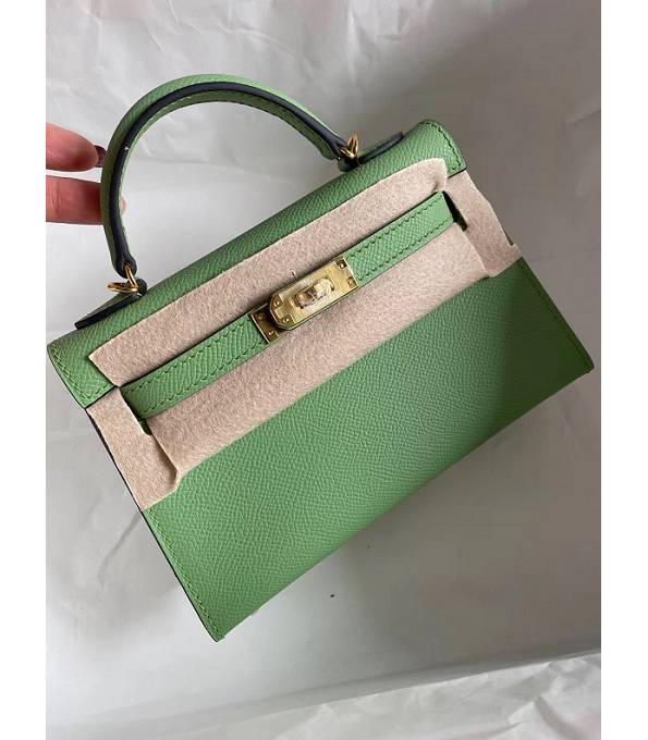 Hermes Kelly 19cm Bag Apple Green Original Epsom Leather Golden Metal