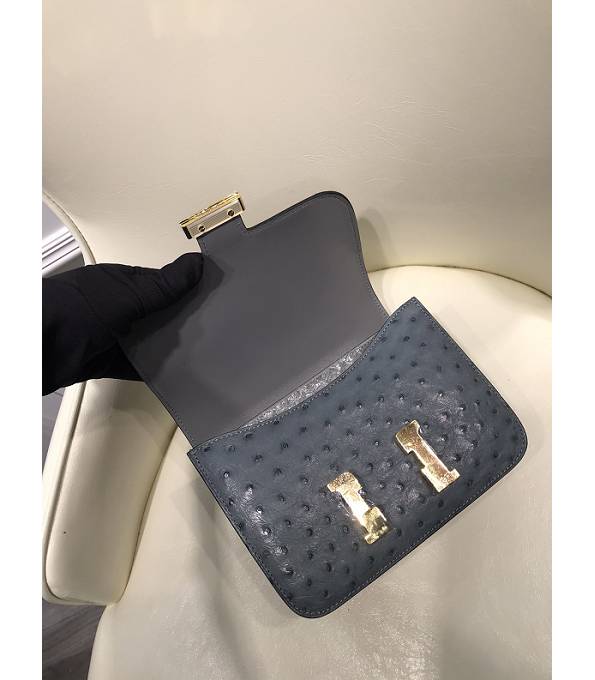 Hermes Constance 18cm Mini Bag Etain Grey Real Ostrich Leather Golden Metal