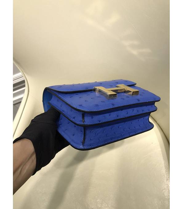 Hermes Constance 18cm Mini Bag Electric Blue Real Ostrich Leather Golden Metal