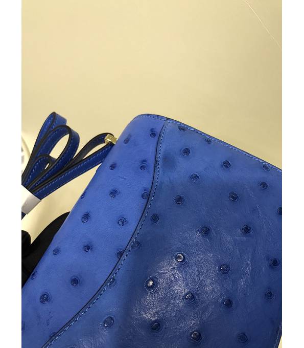 Hermes Constance 18cm Mini Bag Electric Blue Real Ostrich Leather Golden Metal