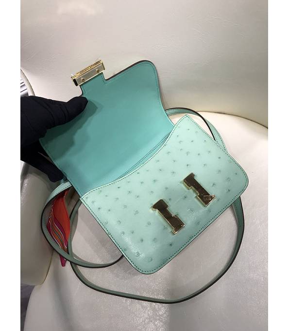 Hermes Constance 18cm Mini Bag Mint Green Real Ostrich Leather Golden Metal
