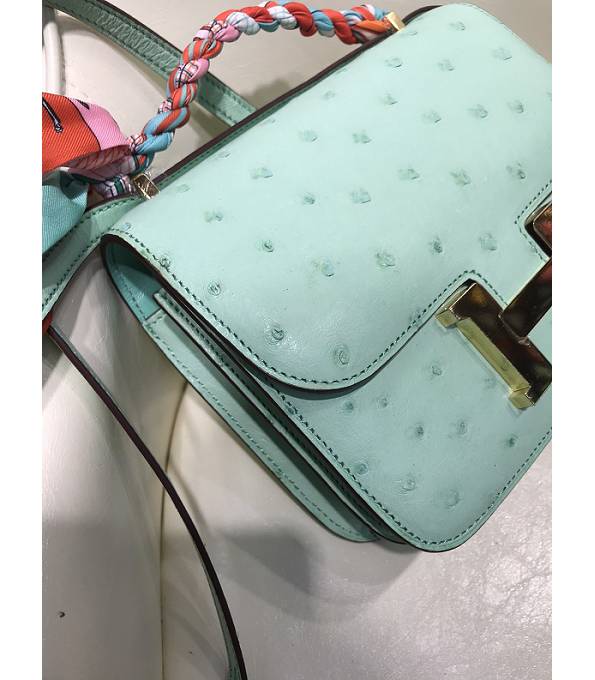 Hermes Constance 18cm Mini Bag Mint Green Real Ostrich Leather Golden Metal
