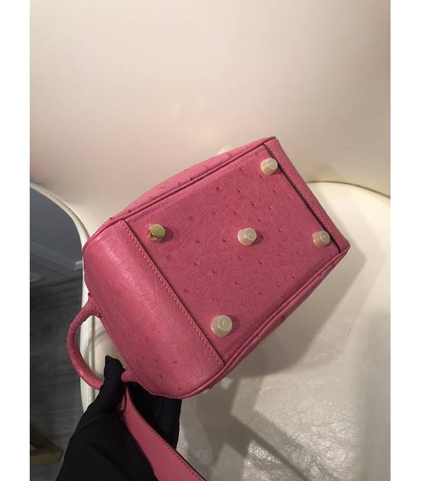 Hermes Mini Lindy 18cm Bag Pink Real Ostrich Leather Golden Metal