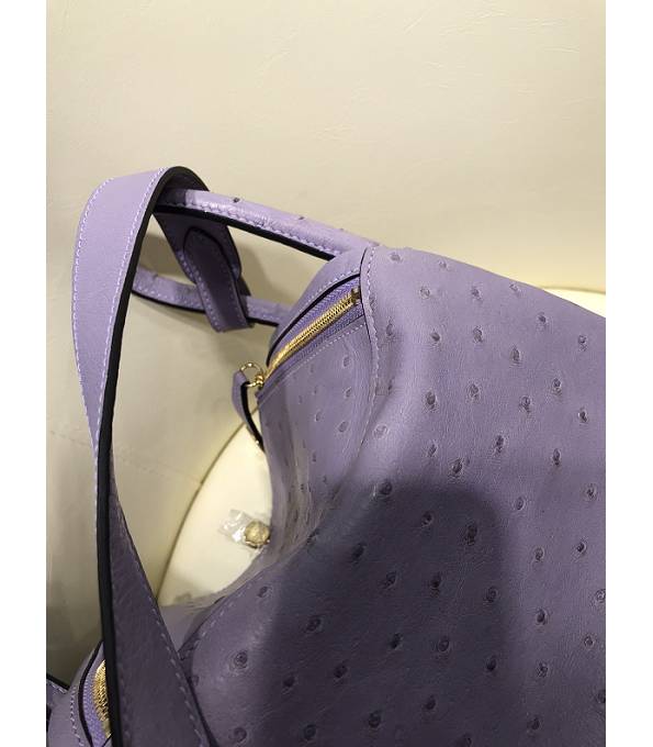 Hermes Mini Lindy 18cm Bag Purple Real Ostrich Leather Golden Metal