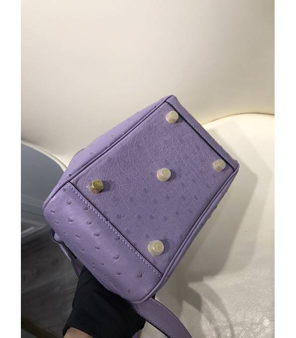 Hermes Mini Lindy 18cm Bag Purple Real Ostrich Leather Golden Metal