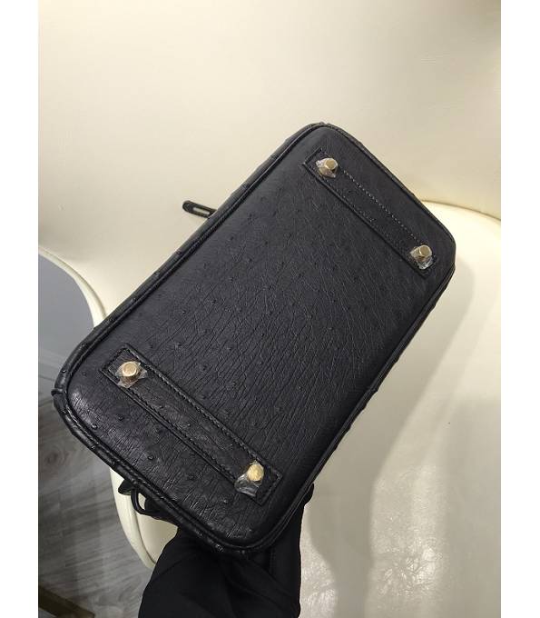 Hermes Birkin 25cm Bag Black Original Ostrich Leather Golden Metal