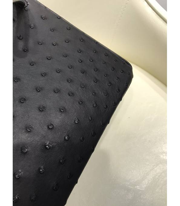 Hermes Birkin 25cm Bag Black Original Ostrich Leather Golden Metal