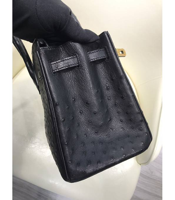 Hermes Birkin 25cm Bag Black Original Ostrich Leather Golden Metal