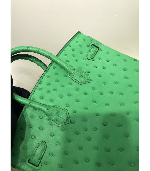 Hermes Birkin 25cm Bag Green Original Ostrich Leather Silver Metal