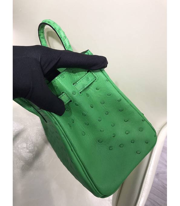 Hermes Birkin 25cm Bag Green Original Ostrich Leather Silver Metal