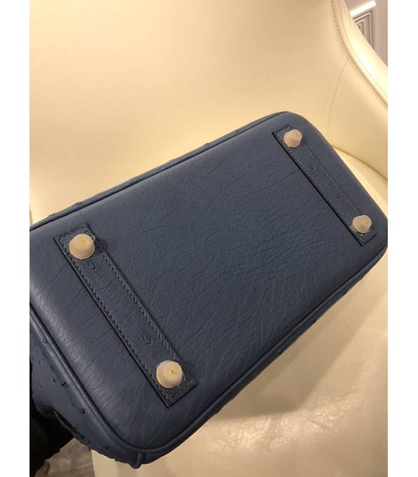 Hermes Birkin 25cm Bag Denim Blue Original Ostrich Leather Golden Metal