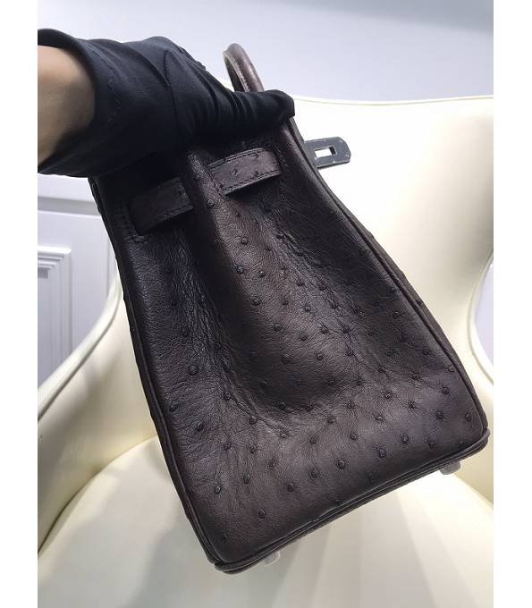 Hermes Birkin 30cm Bag Coffee Real Ostrich Leather Silver Metal