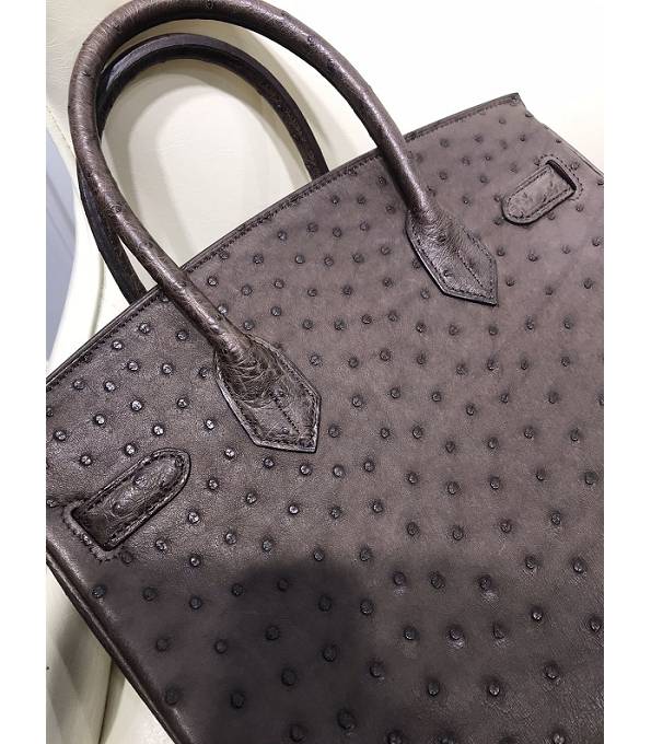 Hermes Birkin 30cm Bag Coffee Real Ostrich Leather Silver Metal
