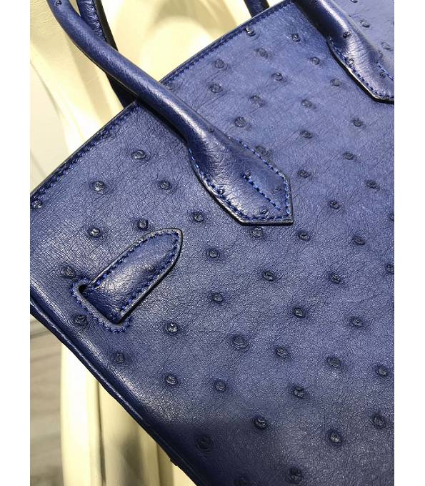 Hermes Birkin 30cm Bag Hydra Blue Real Ostrich Leather Silver Metal