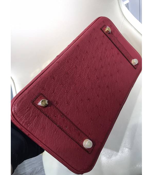 Hermes Birkin 30cm Bag Red Real Ostrich Leather Golden Metal