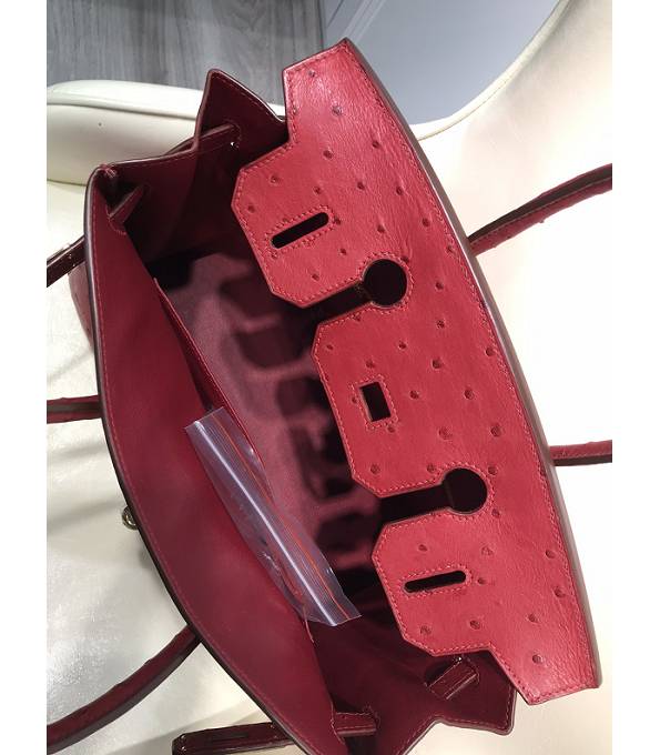 Hermes Birkin 30cm Bag Red Real Ostrich Leather Golden Metal