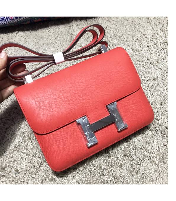 Hermes Constance 24cm Bag Red Original Epsom Leather Silver Metal