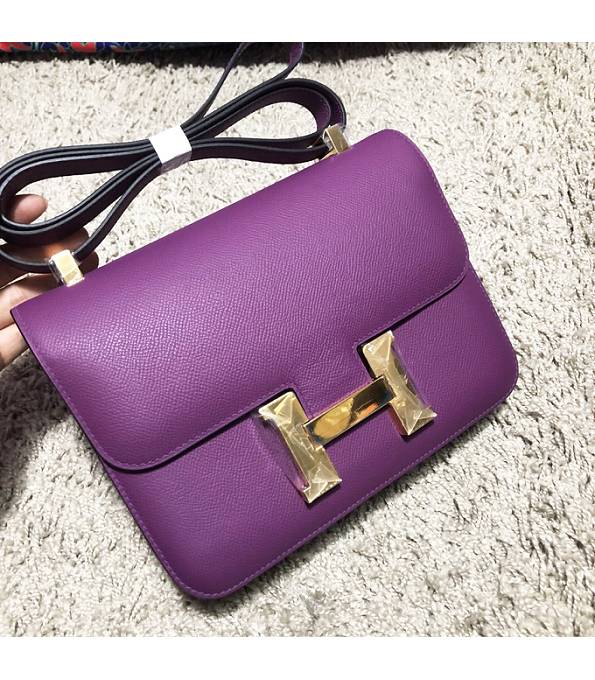 Hermes Constance 24cm Bag Purple Original Epsom Leather Golden Metal